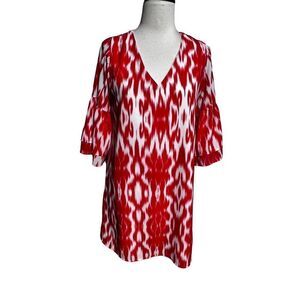 Vici Orange & White A Line Bell Sleeve Tunic Dress Size Small